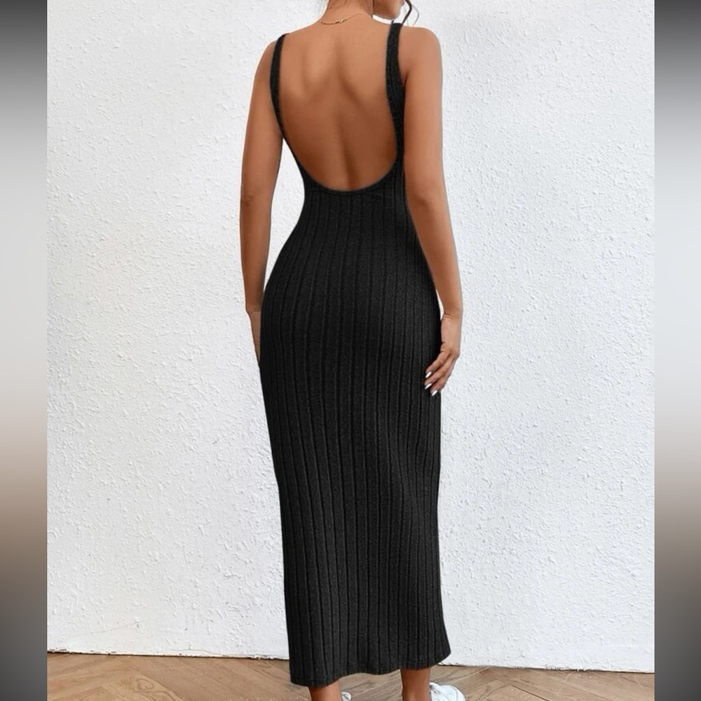 Solid backless tank top dress